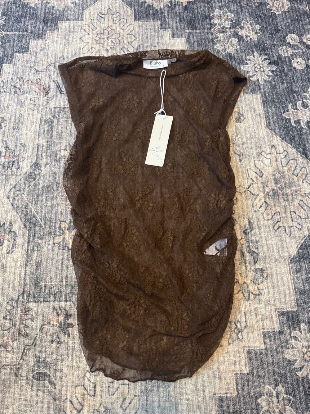 Bluivy Chocolate Brown Floral Lace Cap Sleeve Camisole